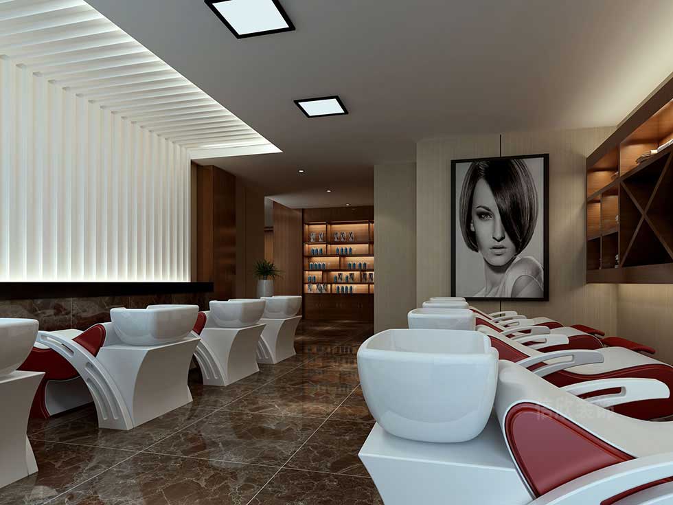 深圳現(xiàn)代中式美發(fā)店洗頭區(qū)裝修設計