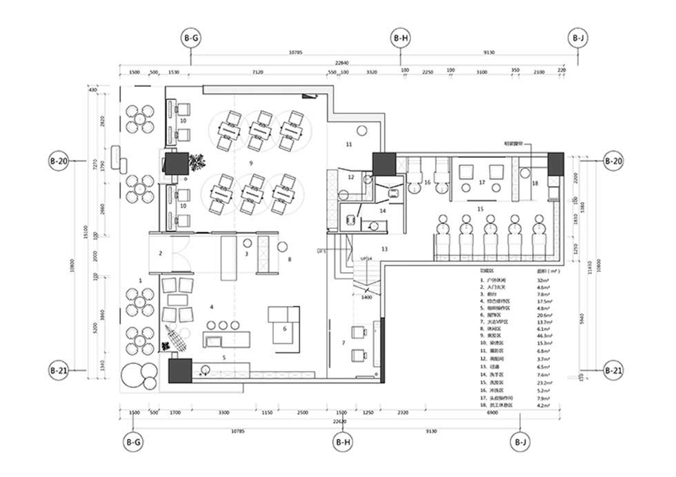 100平方美發店裝修平面圖