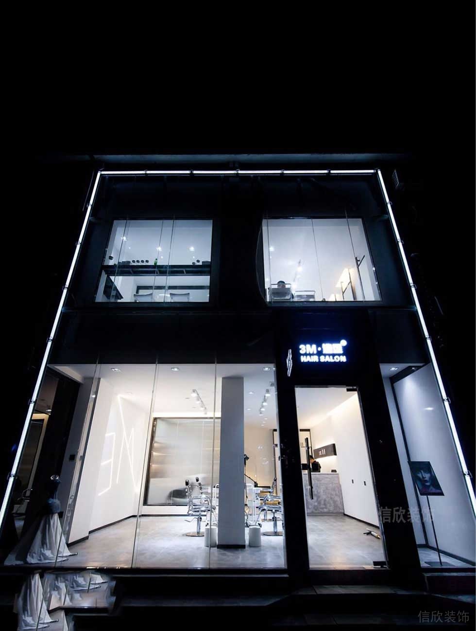 發(fā)廊工作室復式雙層玻璃墻體設(shè)計效果圖工作室辦公樓裝修