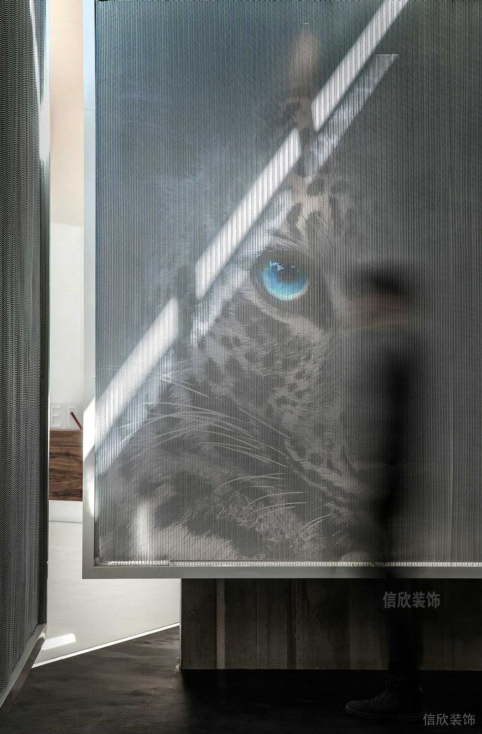 特效刺繡動物豹子創意設計金屬邊框墻體隔斷辦公室