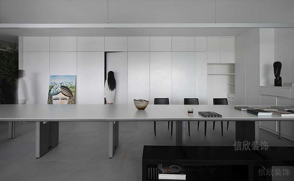 簡約風(fēng)格辦公空間樣板資料陳列室大型工作臺(tái)裝修圖