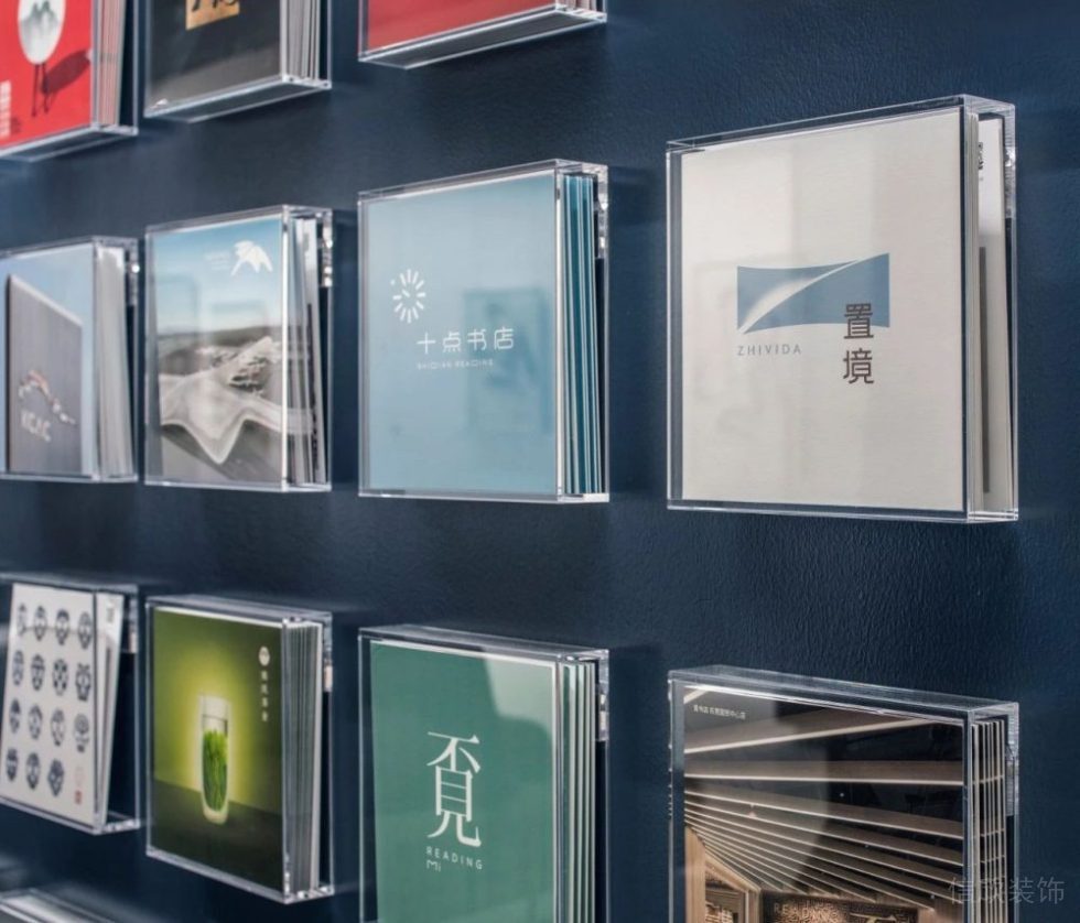 簡約風(fēng)格辦公空間閱覽室特色書架背景墻效果圖