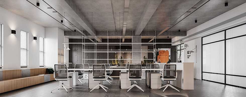 簡約風(fēng)格辦公空間裝修案例開放式辦公區(qū)效果圖