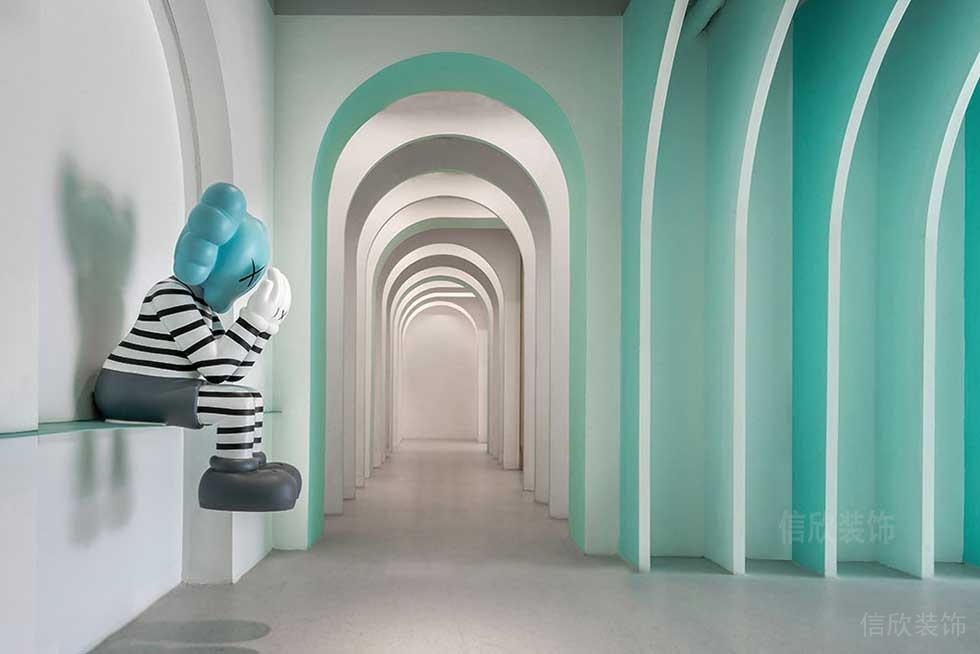 現(xiàn)代北歐風辦公室拱形門洞藝術走廊設計圖