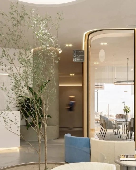 現(xiàn)代北歐風辦公室裝修工程前廳等候區(qū)綠植裝飾效果圖