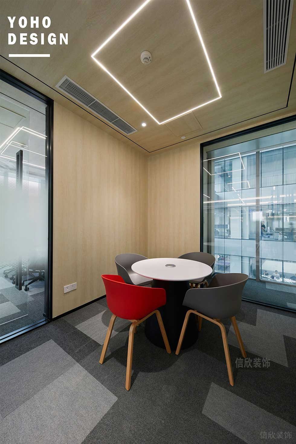 現(xiàn)代北歐風商務辦公空間洽談室效果圖