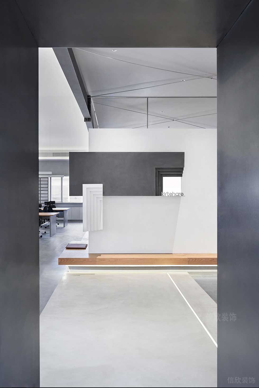 現代簡約風格辦公室門廳藝術背景墻設計圖