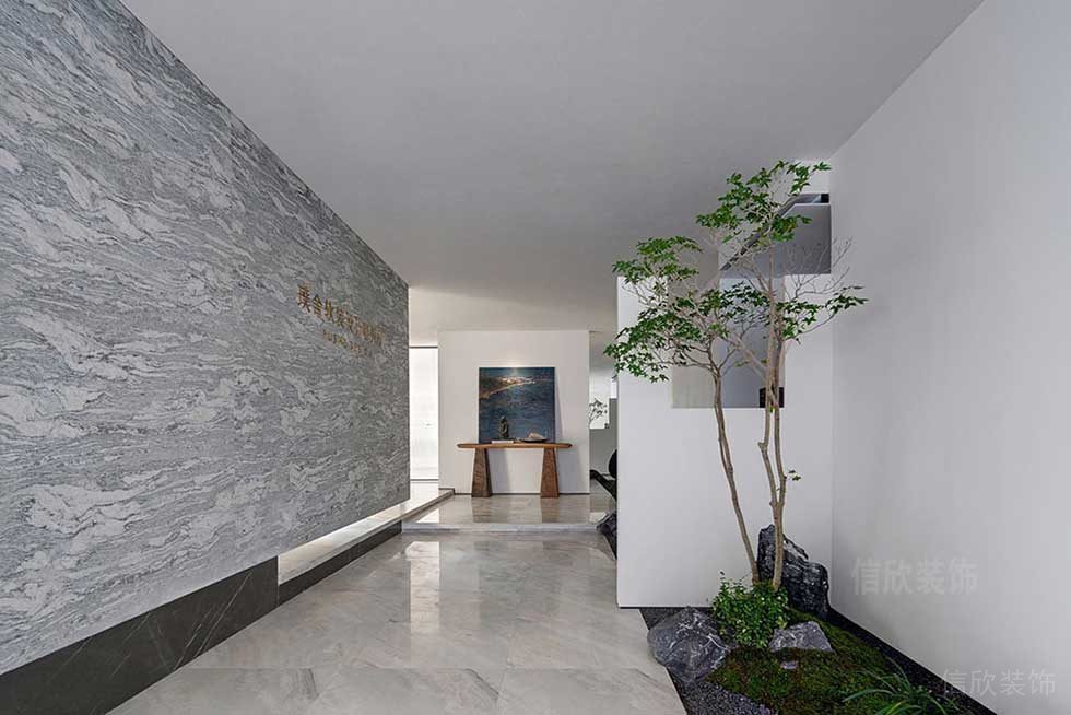 現代簡約風格辦公室前廳空間設計圖