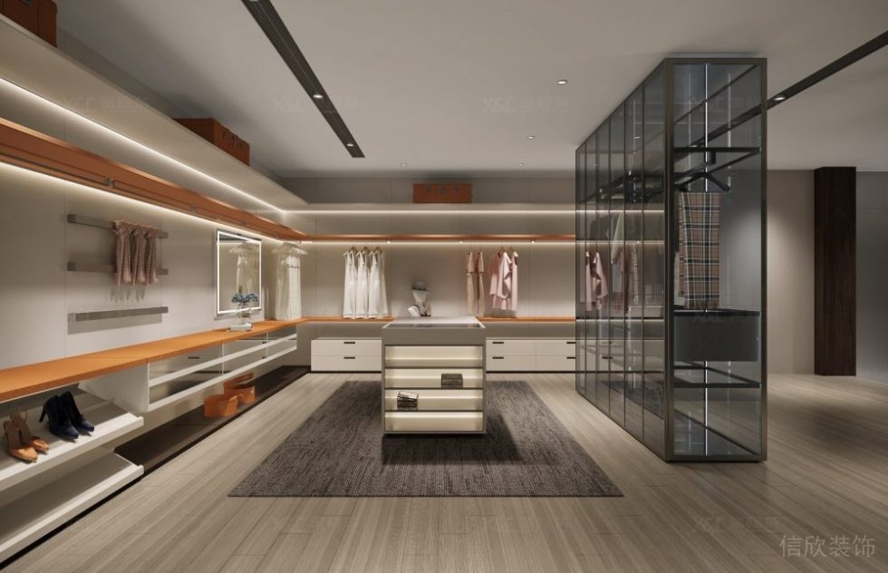 現(xiàn)代簡約風(fēng)格公司辦公室裝修案例董事長辦公室休息區(qū)衣帽間效果圖