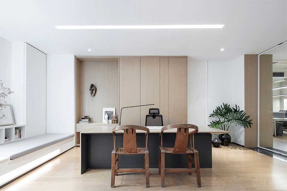 新中式風格公司總經(jīng)理辦公室效果圖