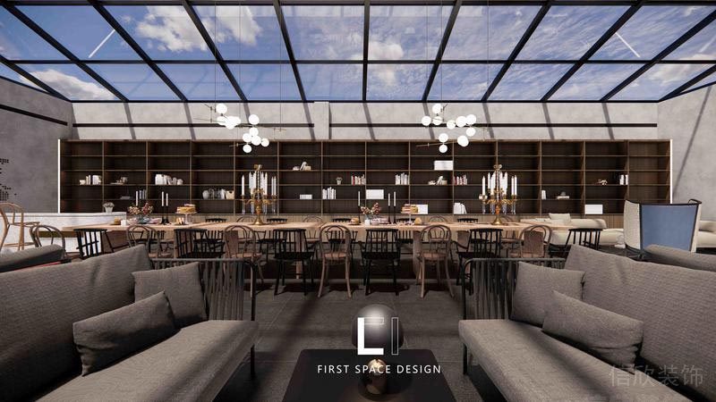 福田餐廳裝修私房菜設計效果圖天井陽光陽光房用餐區(qū)