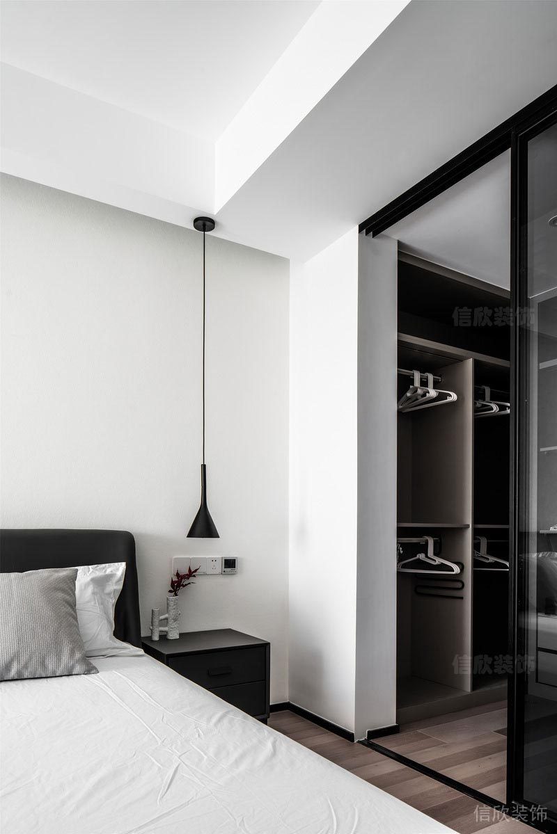 天花床頭燈夜燈黑色金屬吊頂燈飾設(shè)計(jì)黑白色調(diào)簡(jiǎn)約風(fēng)臥室設(shè)計(jì)
