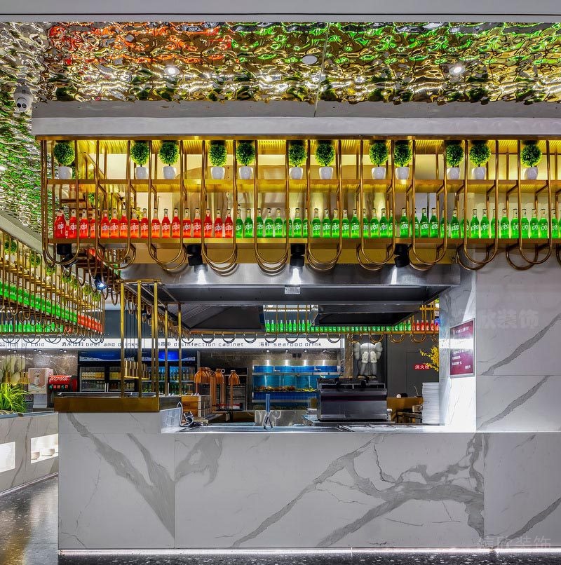 深圳福田自助餐廳裝修設(shè)計大理石水吧