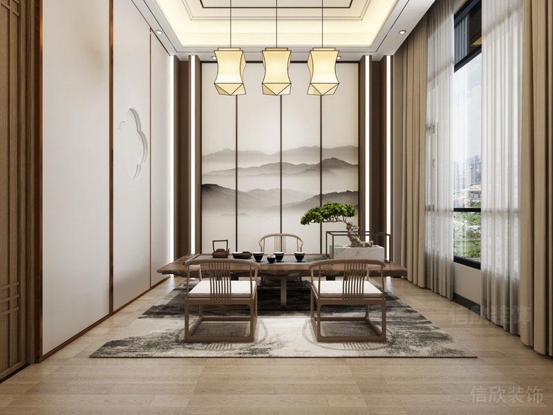 深圳福田新中式餐飲茶室裝修圖地面鋪設 深圳福田新中式餐飲茶室裝修圖地面鋪設