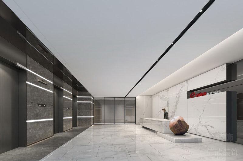 深圳龍崗辦公室裝修設(shè)計前臺效果圖