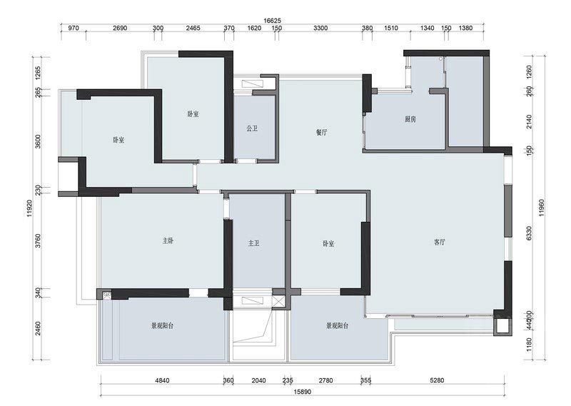 鹽田區家庭裝修原始結構圖