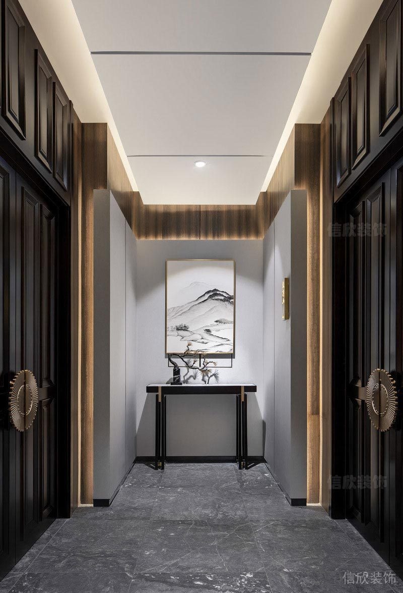 深圳龍崗餐飲店裝修圖過道案臺(tái)