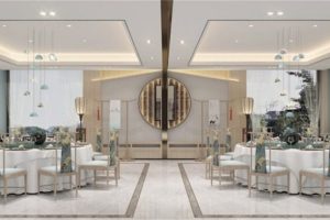 深圳新中式餐飲店裝修設(shè)計大廳用餐區(qū)效果圖