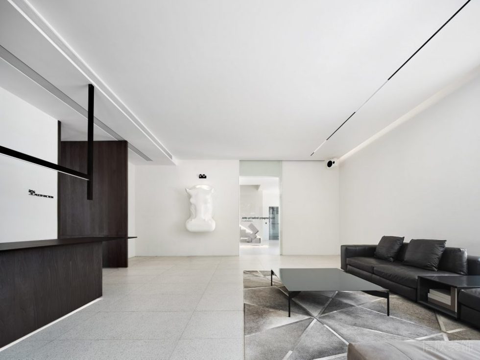 簡約風黑白色調(diào)接待區(qū)直線天花吊頂裝修設計