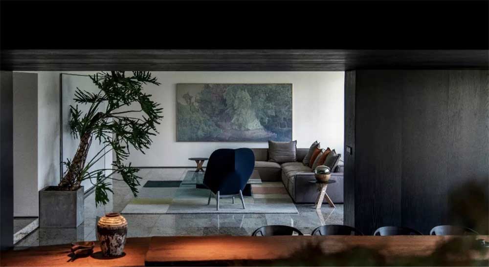 深圳市龍華1200平新中式風辦公室裝修接待區