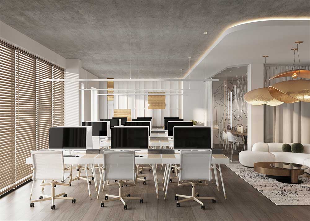 深圳羅湖500平方簡(jiǎn)約風(fēng)格辦公室裝修辦公區(qū)天花