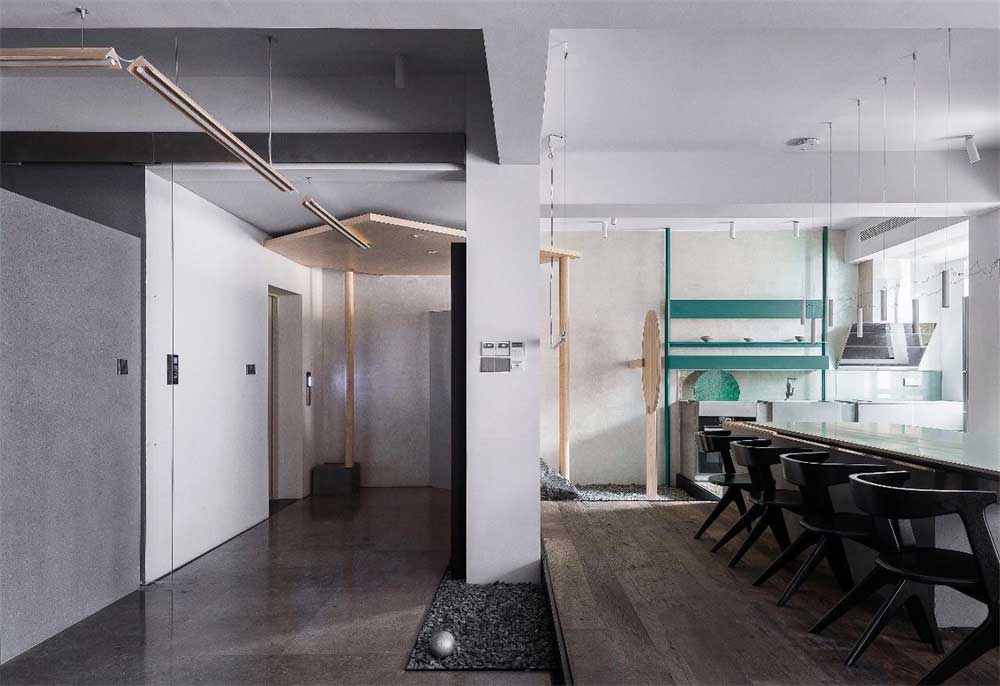 深圳市羅湖1600平原木風辦公室裝修設計吧臺區