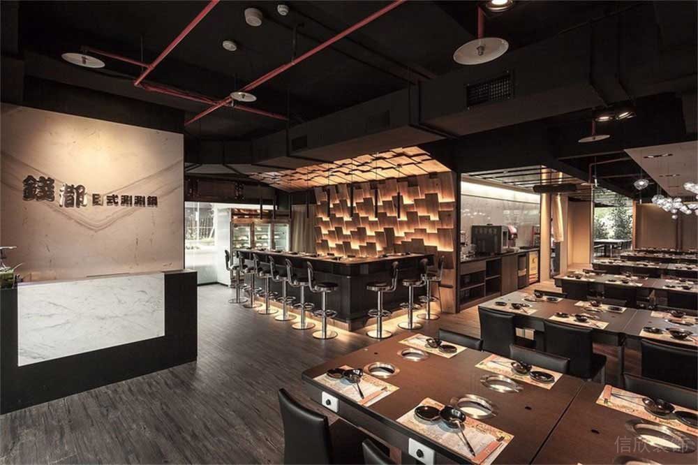 深圳鹽田現(xiàn)代簡(jiǎn)約風(fēng)格火鍋店裝修設(shè)計(jì)大廳用餐區(qū)效果圖