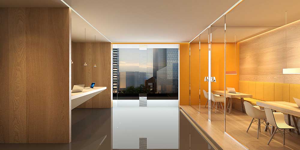 深圳龍崗800平原木風美諾辦公空間接待區