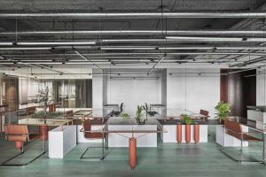 玻璃茶幾員工工作區(qū)裝修工業(yè)風(fēng)效果圖辦公室設(shè)計