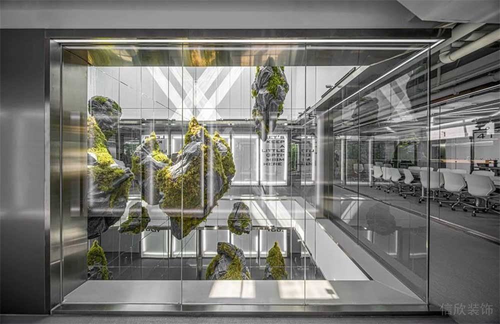 玻璃未來科技感裝修過道會(huì)議室洽談區(qū)域裝修