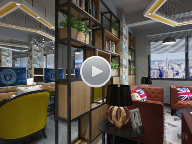 辦公區(qū)金屬柜子隔斷皮質(zhì)沙發(fā)線條天花吊頂裝修設(shè)計圖