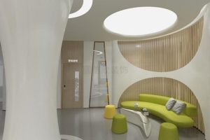 皮質(zhì)沙發(fā)弧形木格柵圓形天花吊頂裝修設(shè)計(jì)圖