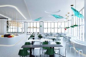 餐廳圓弧臺面大理石地面造型天花吊頂設(shè)計圖