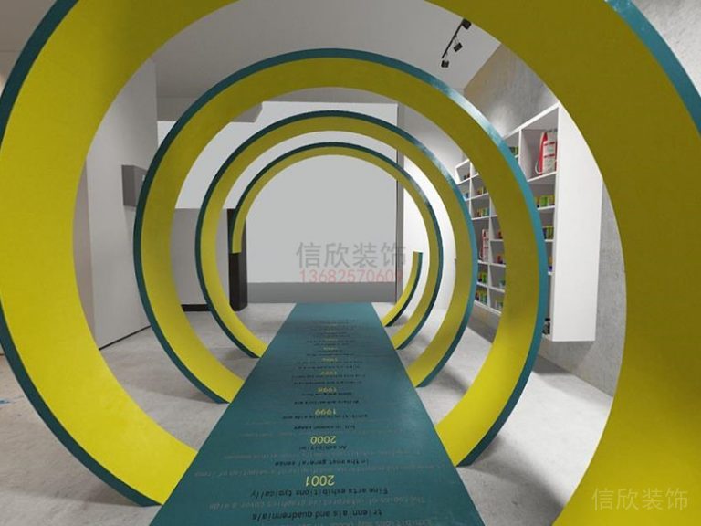 展示區(qū)圓形通道拱門展示柜效果圖設(shè)計