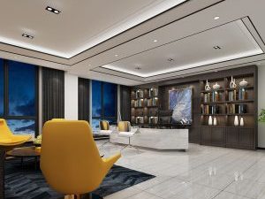 辦公室地毯皮質(zhì)沙發(fā)瓷磚地面方形天花吊頂效果圖設(shè)計