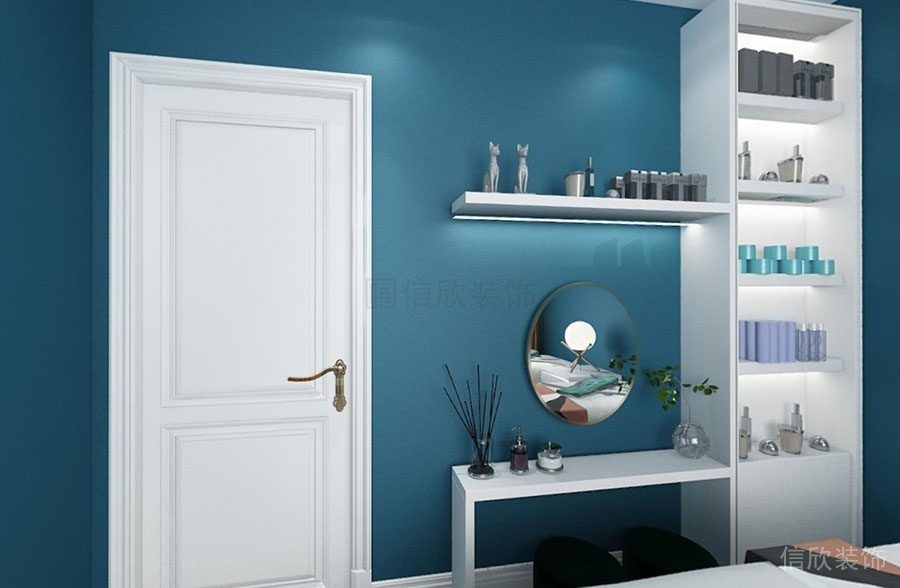 沐顏美容店裝修設(shè)計(jì)白色展柜