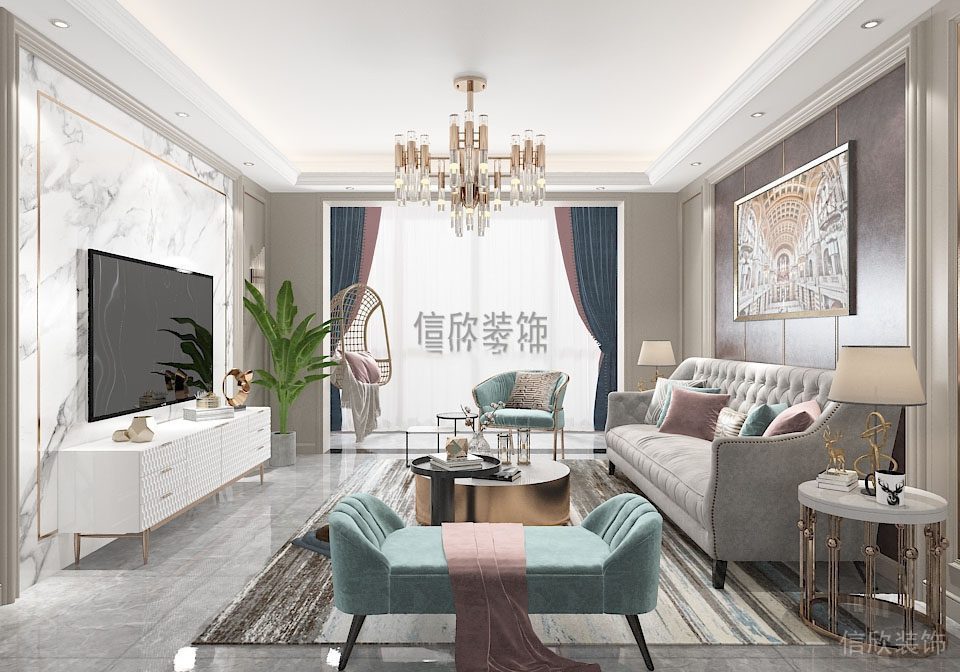 勤誠達(dá)大廈12棟客廳裝修效果圖