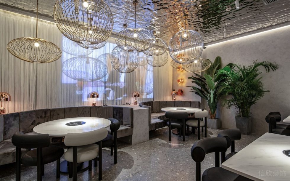 深圳福田天健時尚新天地輕奢風格火鍋店裝修案例弧形卡座 深圳福田天健時尚新天地輕奢風格火鍋店裝修案例弧形卡座