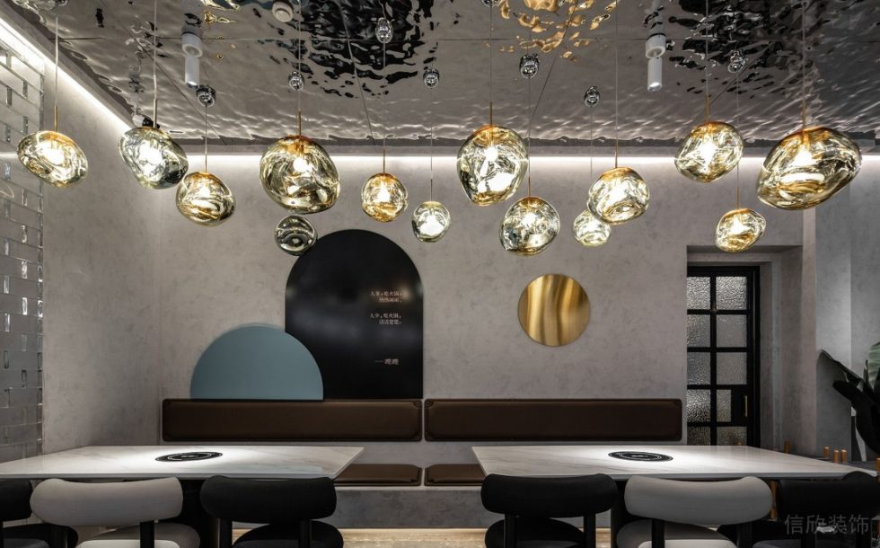 深圳福田天健時尚新天地輕奢風格火鍋店裝修案例藝術吊燈 深圳福田天健時尚新天地輕奢風格火鍋店裝修案例藝術吊燈