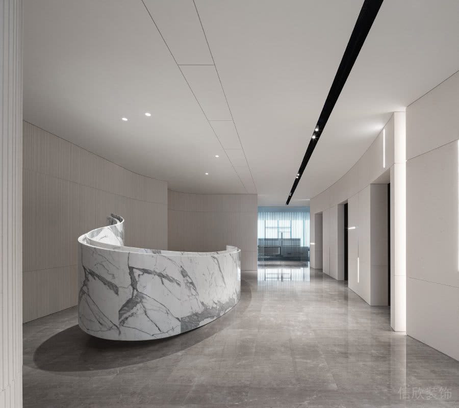 辦公室弧形爵士白大理石接待臺(tái)