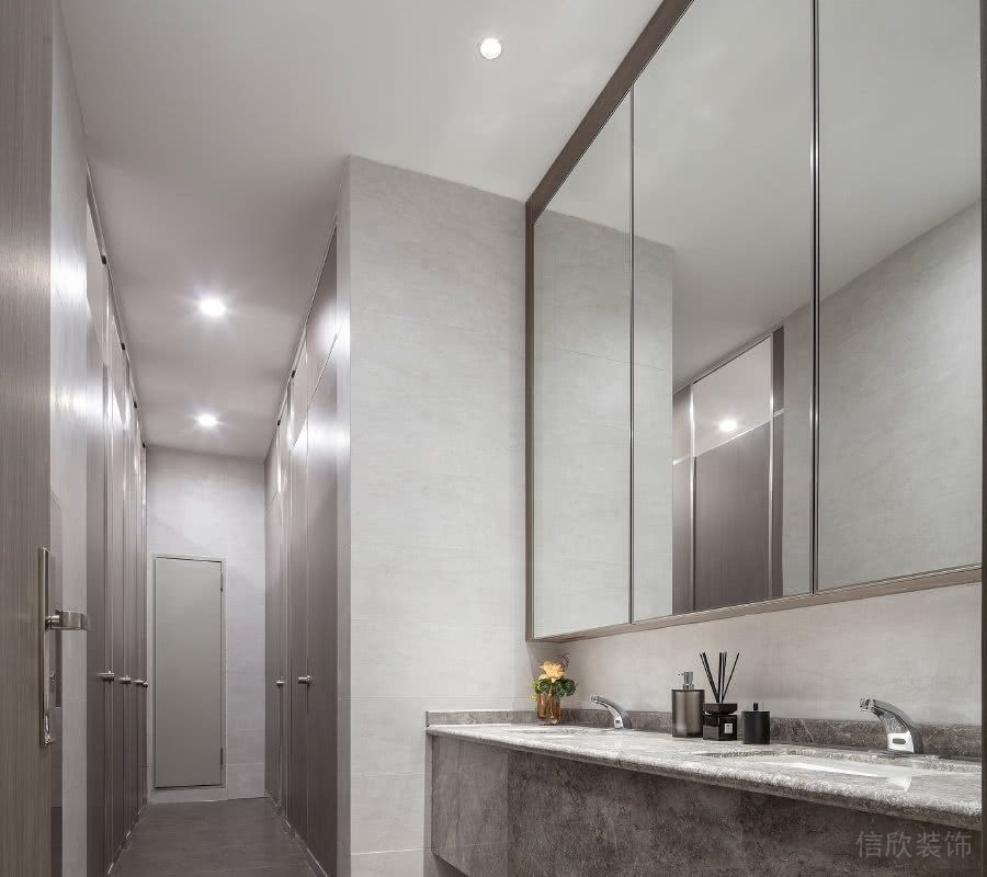 衛(wèi)生間大理石洗手臺黑框水銀鏡