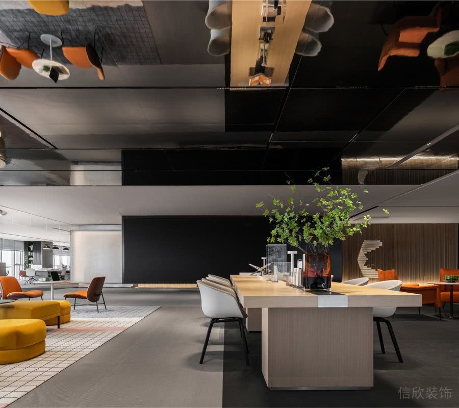 辦公室休息區(qū)天花鏡面反射效果圖