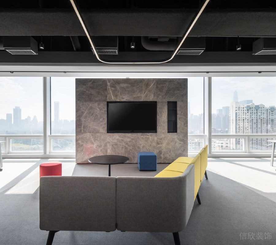 辦公室休閑洽談區(qū)大理石電視墻