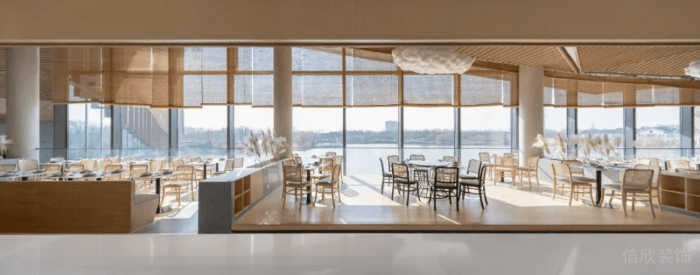 深圳寶安天琴閣原木色調(diào)田園簡約風(fēng)素食館裝修案例大廳效果圖