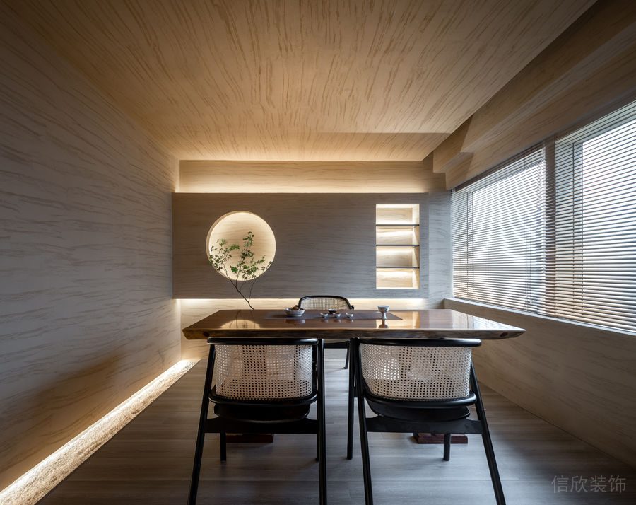 深圳寶安中洲華府暖色調(diào)極簡風(fēng)格茶館裝修案例三人包廂