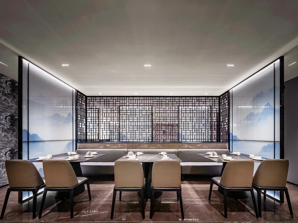 深圳龍華保利悅都現代新中式風格江浙菜餐廳裝修案例二層用餐大廳訂制卡座沙發 深圳龍華保利悅都現代新中式風格江浙菜餐廳裝修案例二層用餐大廳訂制卡座沙發