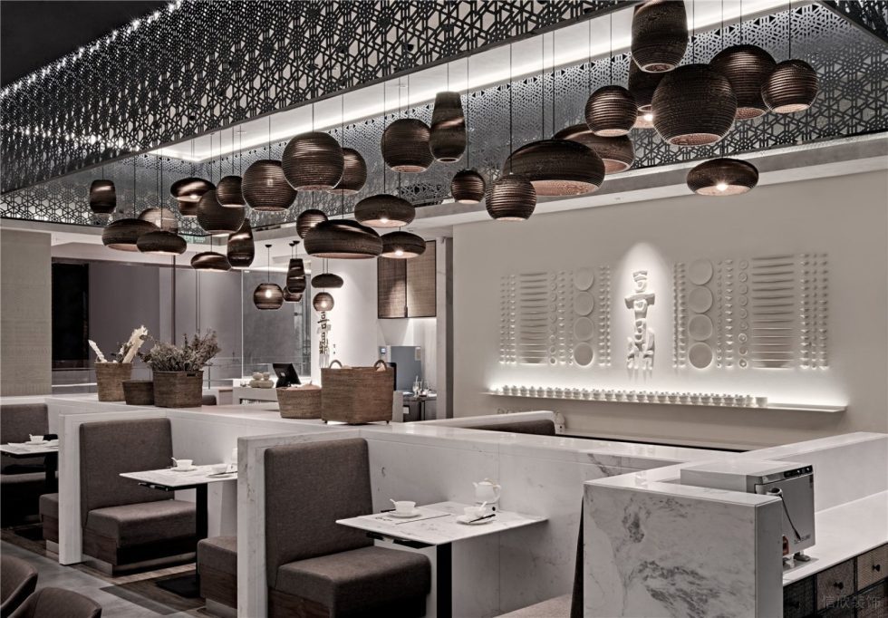 深圳龍華壹成中心現代新中式風格餃子館裝修案例藤編藝術裝飾吊燈 深圳龍華壹成中心現代新中式風格餃子館裝修案例藤編藝術裝飾吊燈