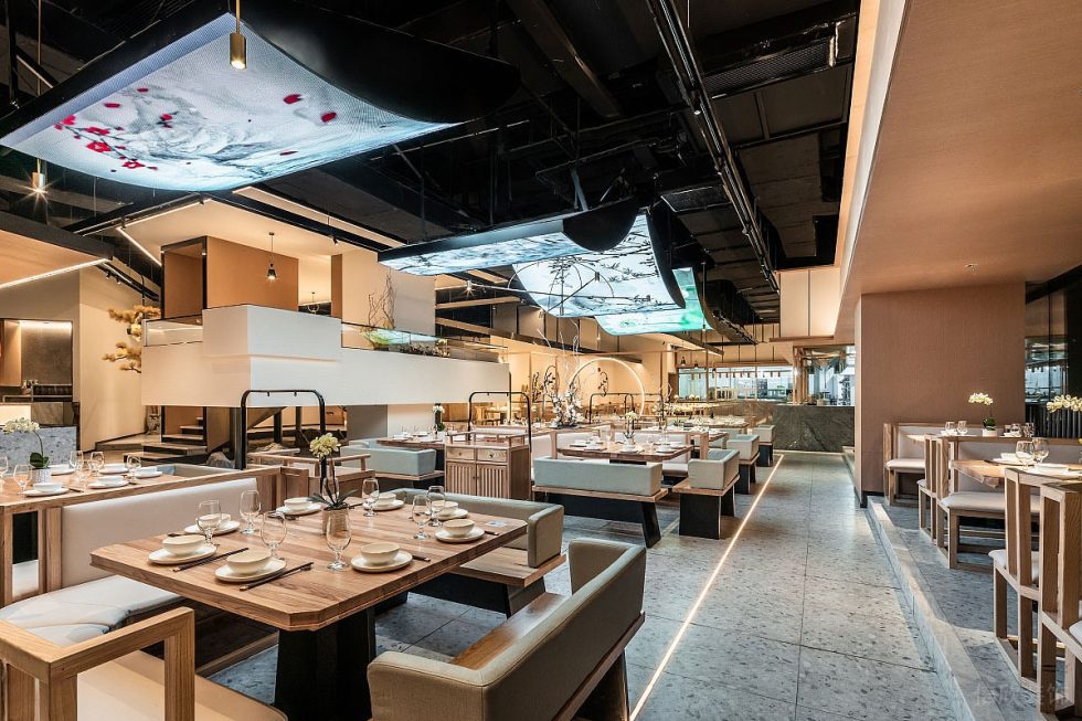 深圳南山濱福世紀(jì)廣場新中式風(fēng)格川菜館裝修案例用餐大廳效果圖