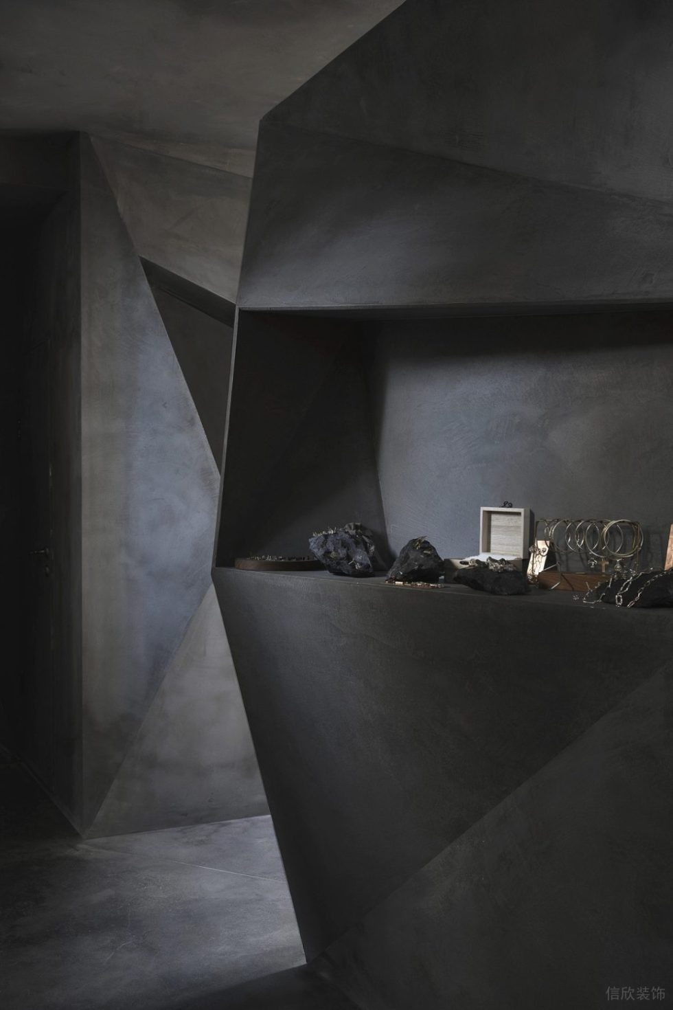 深圳市寶安區西鄉現代風飾品店概念店裝修設計水泥肌理島臺3