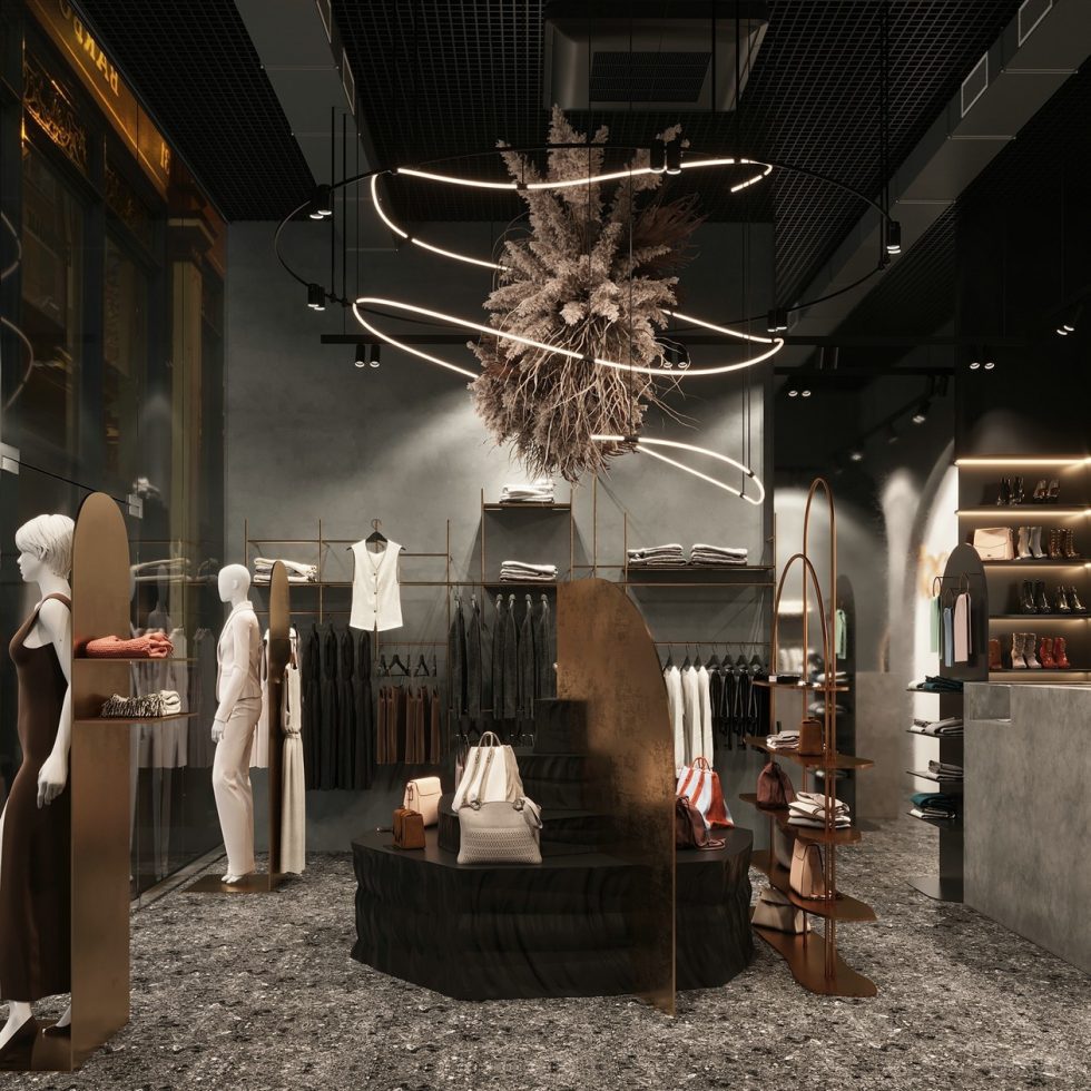 深圳市龍崗區平湖“森林” 名牌服裝店裝修設計圓拱形金屬衣架 深圳市龍崗區平湖“森林” 名牌服裝店裝修設計圓拱形金屬衣架